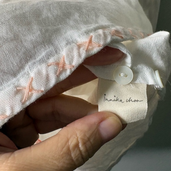 Innika Choo Smocked Embroidered Linen Mini Dress tulips OS - Picture 5 of 7